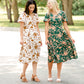 Bubble Sleeve V-Neck Midi Dress-FINAL SALE Dresses