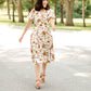 Bubble Sleeve V-Neck Midi Dress-FINAL SALE Dresses