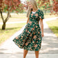 Bubble Sleeve V-Neck Midi Dress-FINAL SALE Dresses