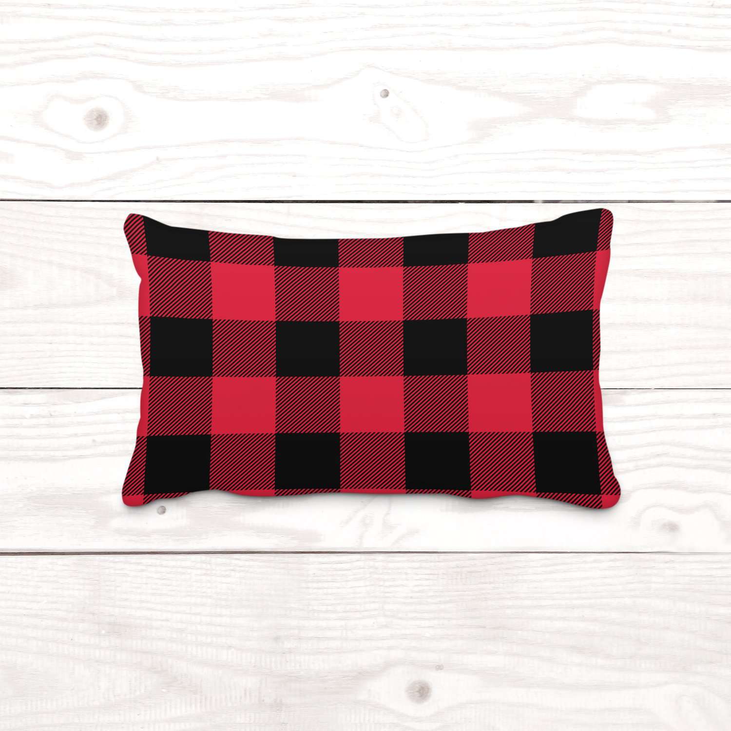 Red and black buffalo lumbar pillow. The pillow cover is detachable as well.