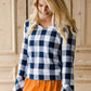 Buffalo Check Print V-Neck Top - FINAL SALE Tops