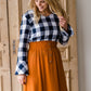 Buffalo Check Print V-Neck Top - FINAL SALE Tops
