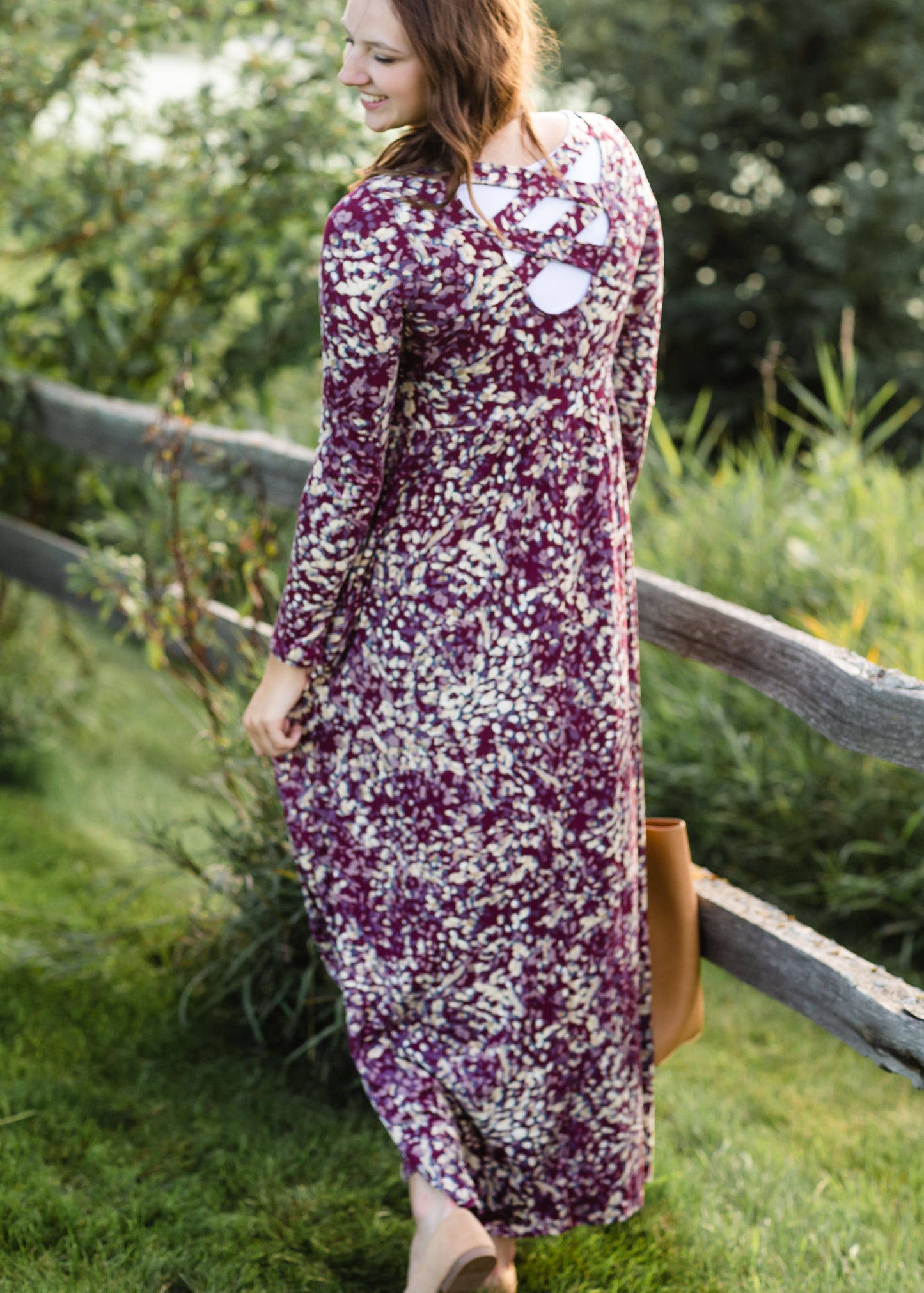 Burgundy Ditsy Print Floral Maxi Dress - FINAL SALE Dresses
