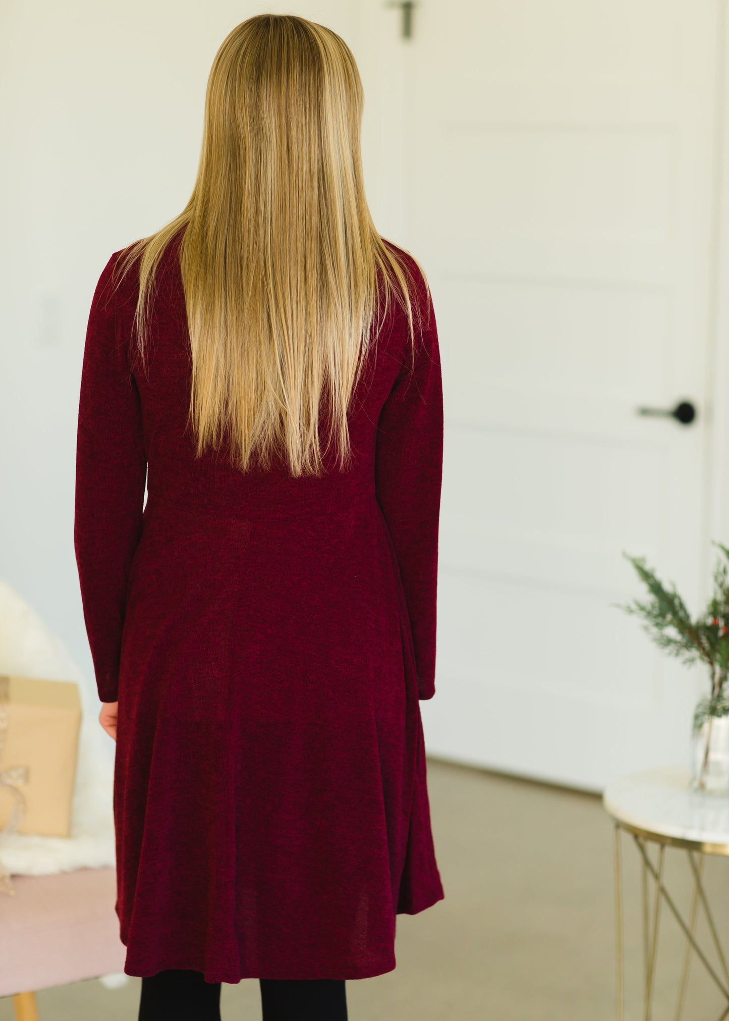 Burgundy Long Sleeve Midi Dress - FINAL SALE Dresses