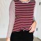 Burgundy Mixed Striped Long Sleeve Top - FINAL SALE Tops