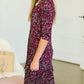 Burgundy Printed Ruffle Midi Dress - FINAL SALE Dresses