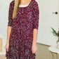 Burgundy Printed Ruffle Midi Dress - FINAL SALE Dresses