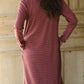 Burgundy Striped Long Sleeve Knit Dress - FINAL SALE Dresses