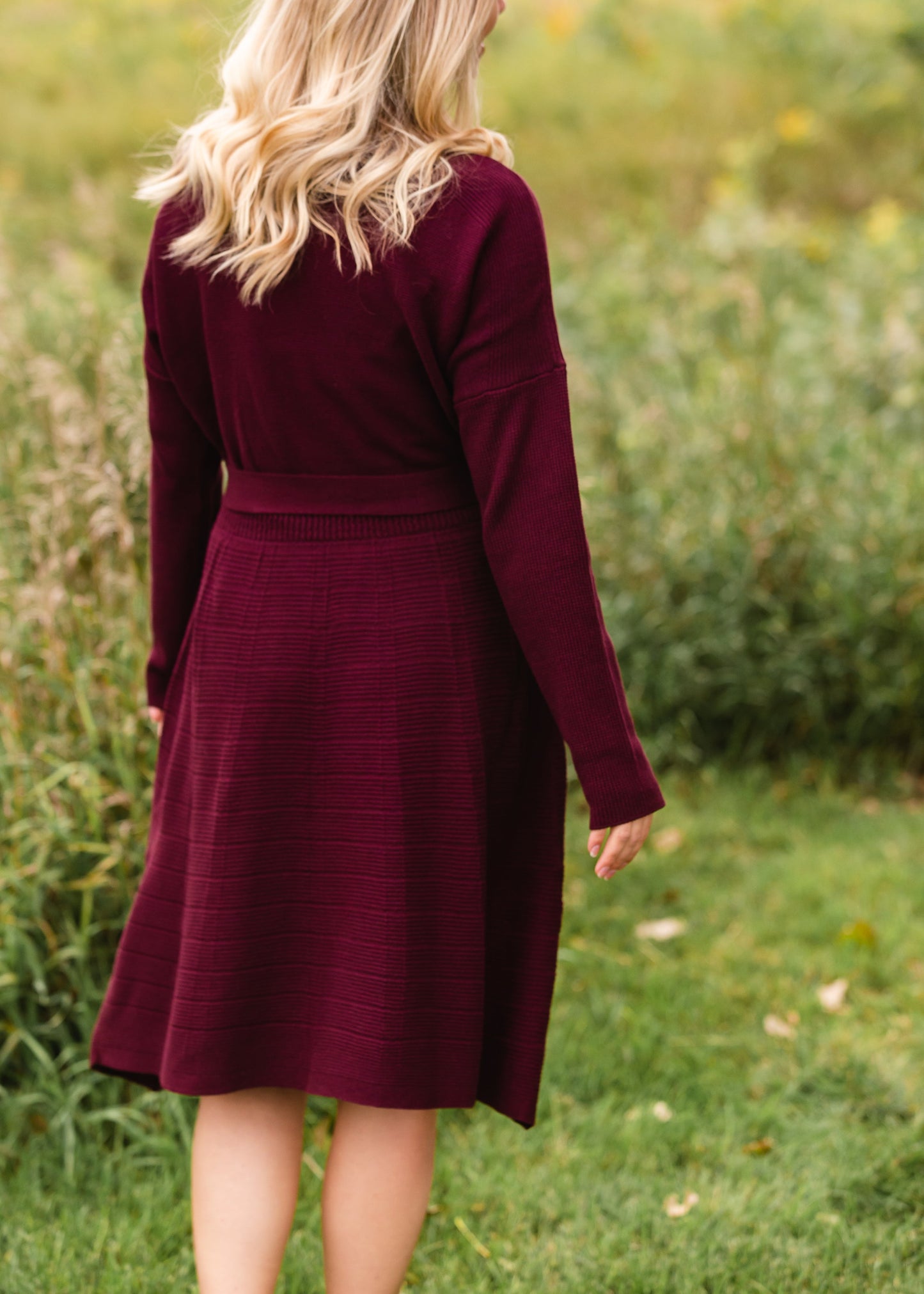 Burgundy Tie Waist Sweater Dress - FINAL SALE Dresses