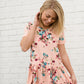 Coral Floral Modest Peplum Top