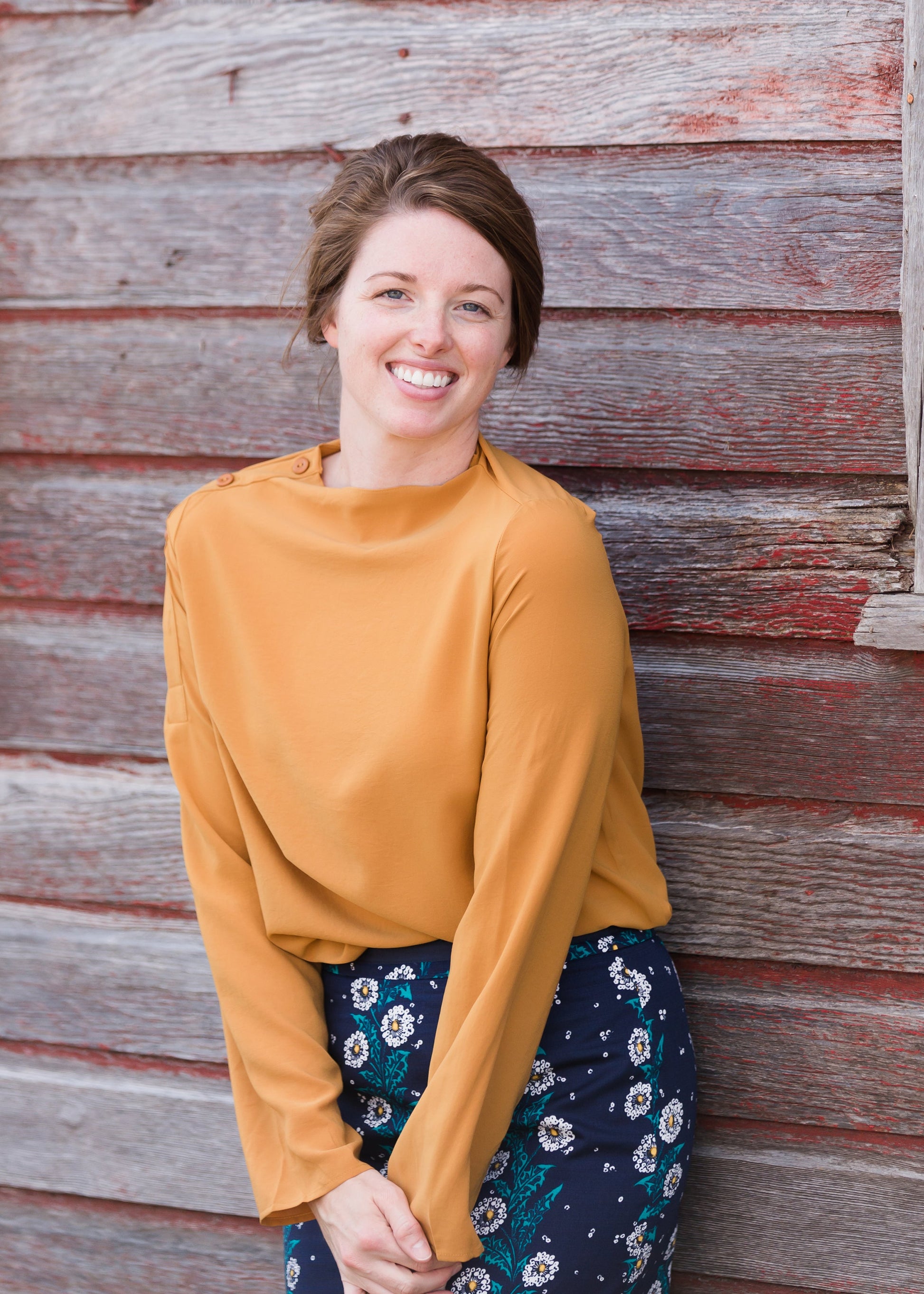 Button Bridge Silky Mustard or Purple Top