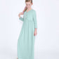 Modest girls mint maxi dress with faux buttons