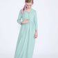 Modest girls mint maxi dress with faux buttons