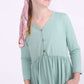 Modest girls mint maxi dress with faux buttons