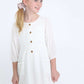 modest girls white peasant dress with pockets and buttons