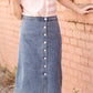 Button Front Denim Midi Skirt Skirts
