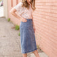 Button Front Denim Midi Skirt Skirts