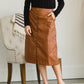 Button Front Faux Leather Midi Skirt - FINAL SALE Skirts