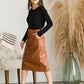Button Front Faux Leather Midi Skirt - FINAL SALE Skirts