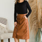 Button Front Faux Leather Midi Skirt - FINAL SALE Skirts