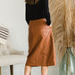 Button Front Faux Leather Midi Skirt - FINAL SALE Skirts