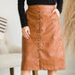 Button Front Faux Leather Midi Skirt - FINAL SALE Skirts