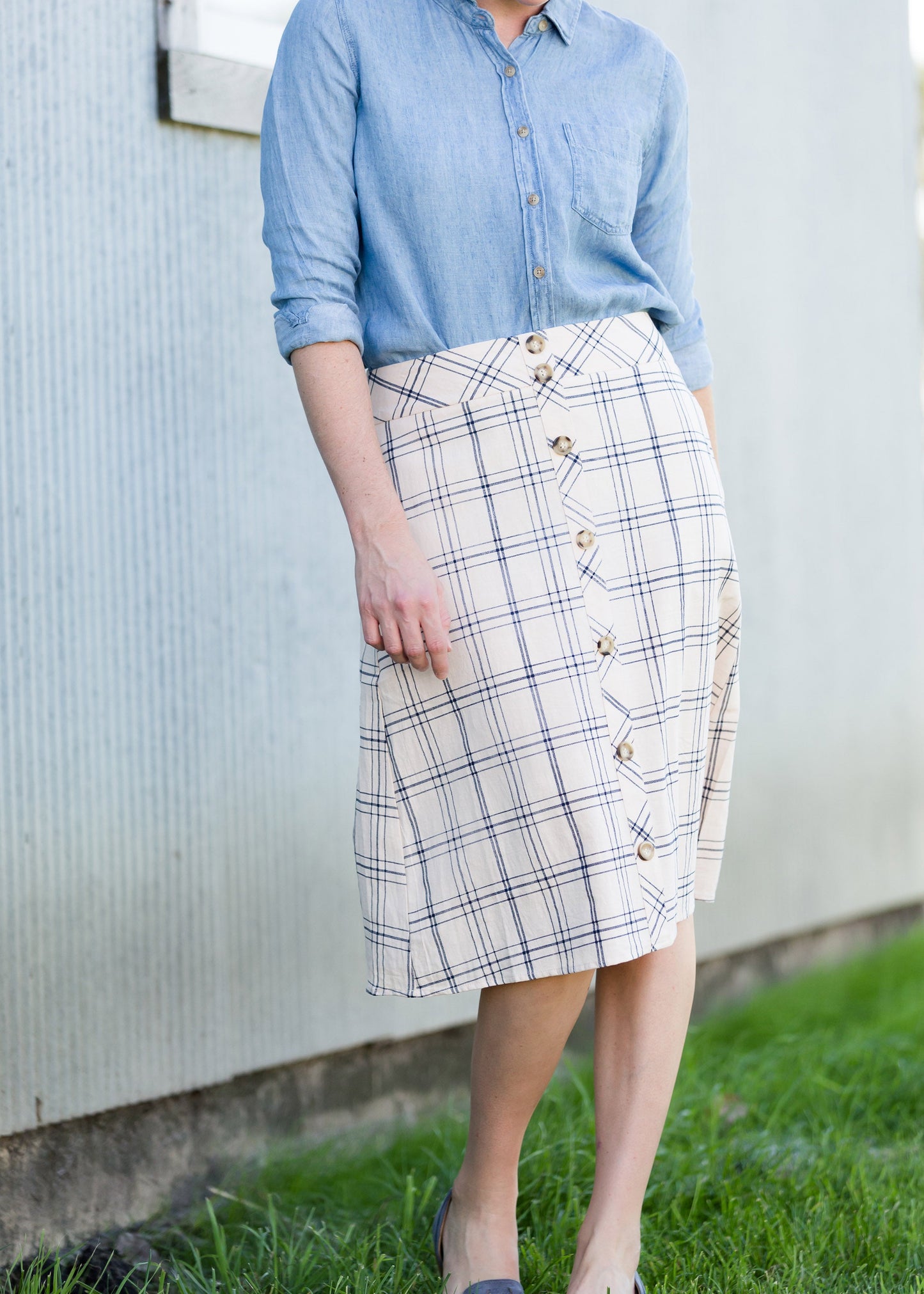 Button Front Feminine Midi Skirt - FINAL SALE Skirts