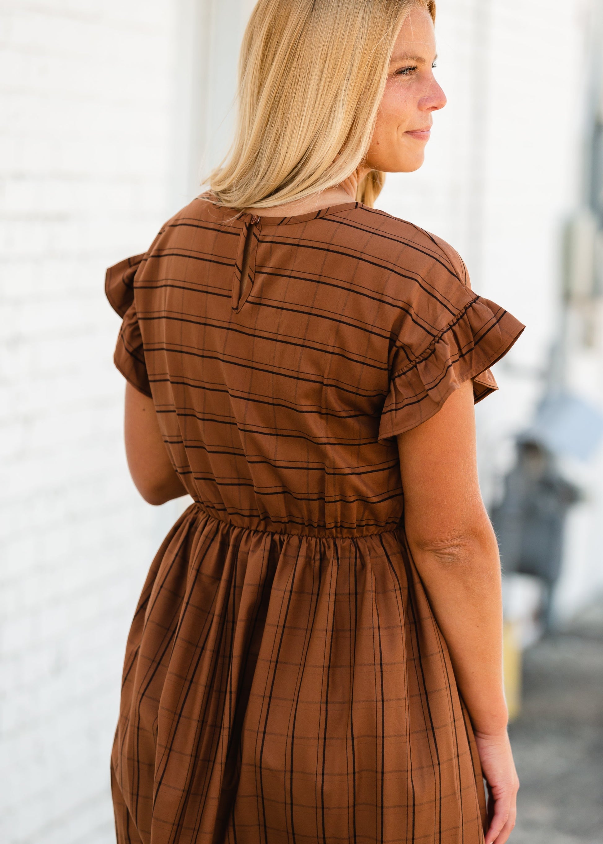 Button Front Multi Stripe Midi Dress - FINAL SALE Dresses