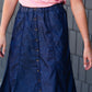 Button Front Stretch Waist Denim Midi Skirt - FINAL SALE Skirts