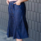 Button Front Stretch Waist Denim Midi Skirt - FINAL SALE Skirts