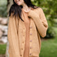 Button Front V-Neck Raglan Long Sleeve Heavy Cardigan Tops Staccato