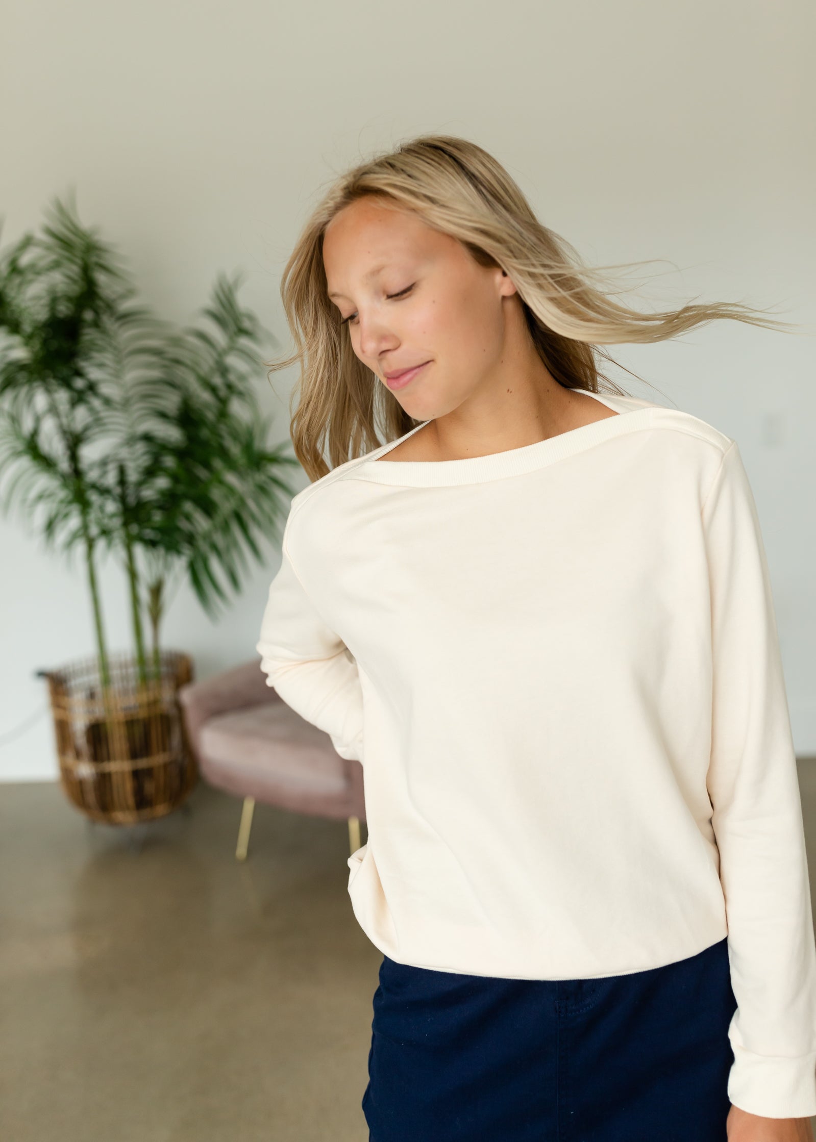 Button Neck Sweatshirt - FINAL SALE Tops