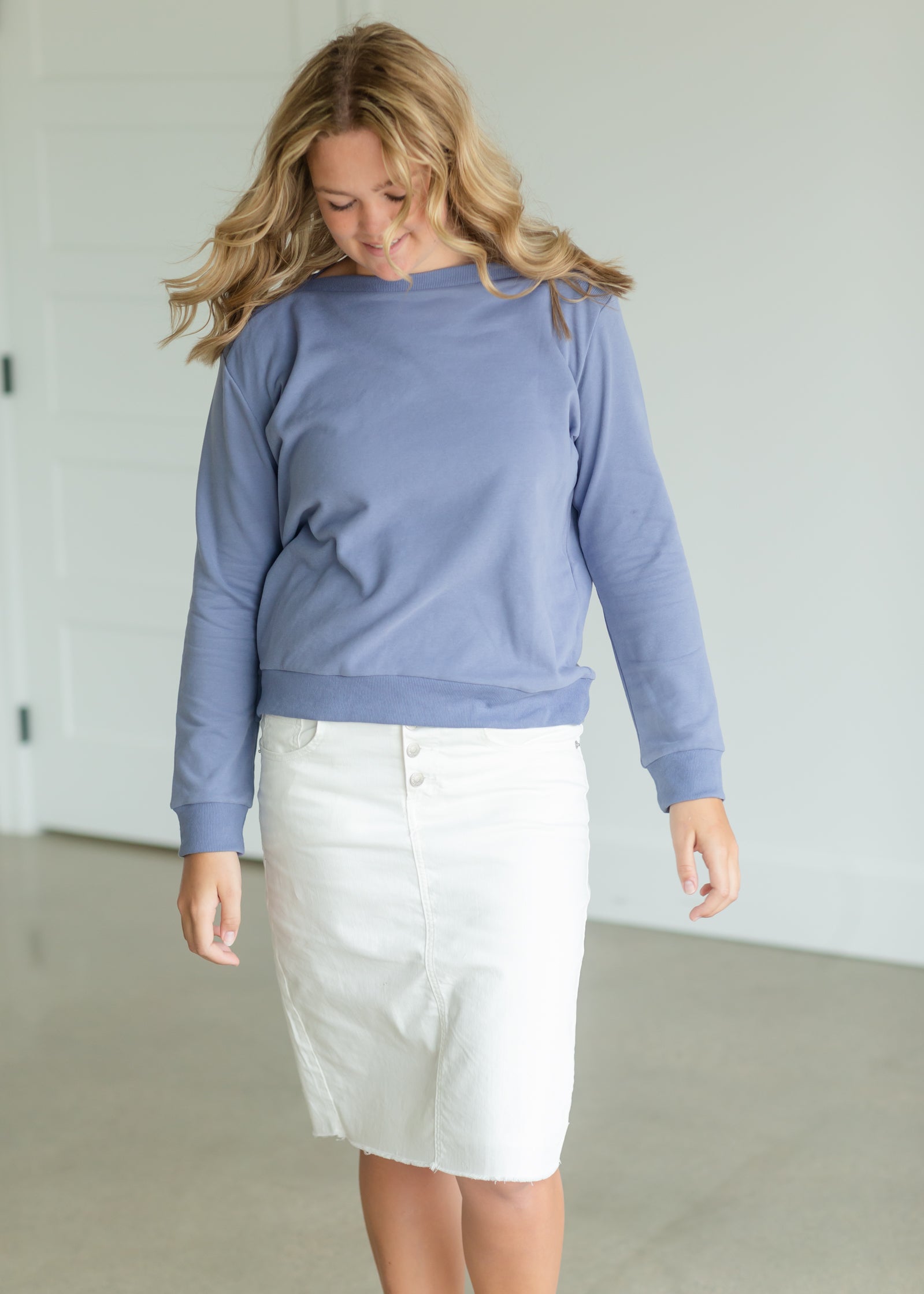 Button Neck Sweatshirt - FINAL SALE Tops