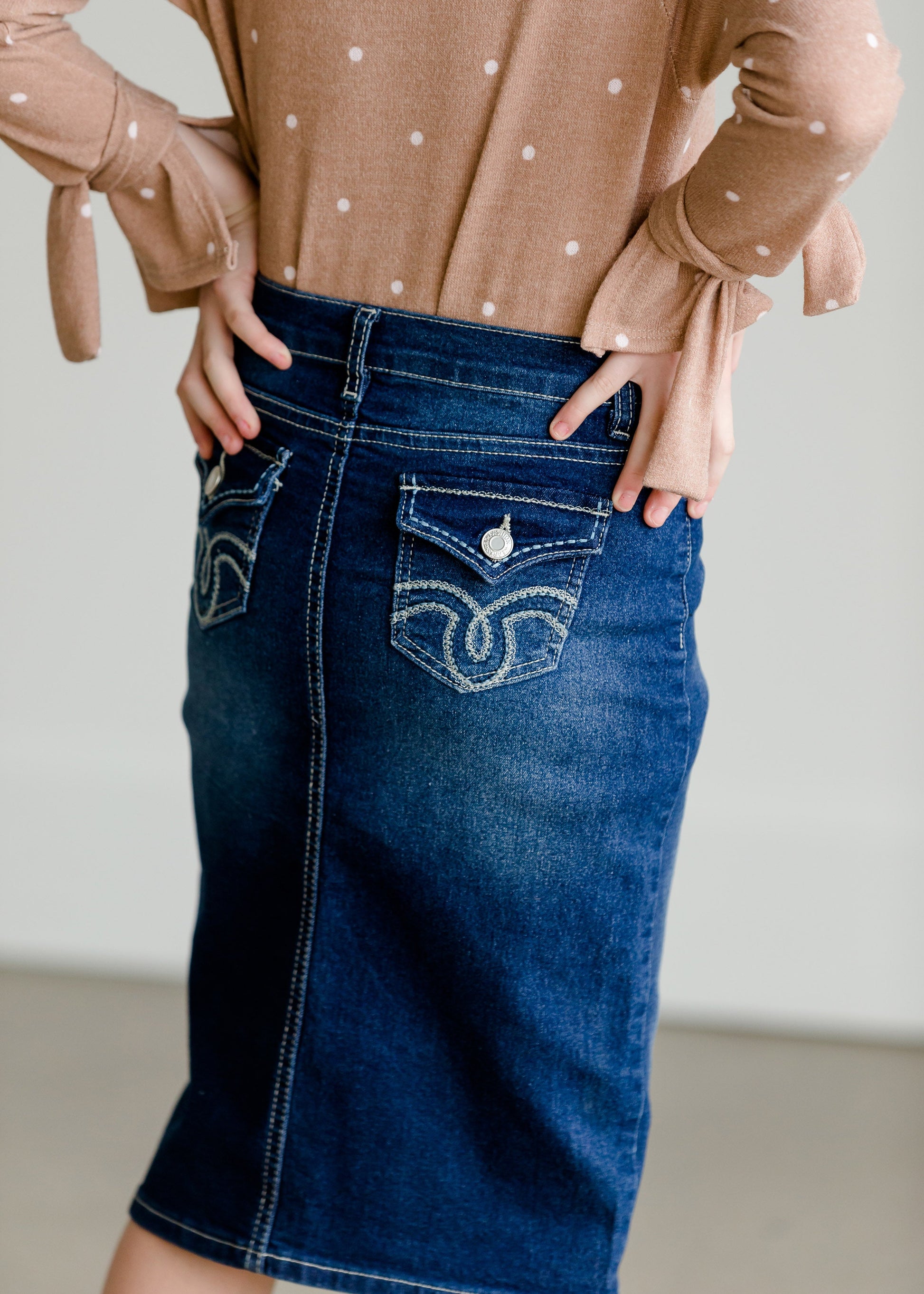 Button Pocket Midi Denim Skirt - FINAL SALE Skirts