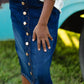 Button Stretch Waist Denim Midi Skirt - FINAL SALE Skirts