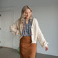 Button Up Balloon Sleeve Cardigan Tops pOLA