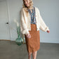 Button Up Balloon Sleeve Cardigan Tops pOLA