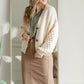 Button Up Balloon Sleeve Cardigan Tops pOLA