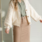 Button Up Balloon Sleeve Cardigan Tops pOLA