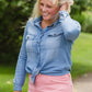 Button Up Denim Chambray Top Tops