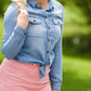 Button Up Denim Chambray Top Tops