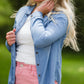 Button Up Denim Chambray Top Tops