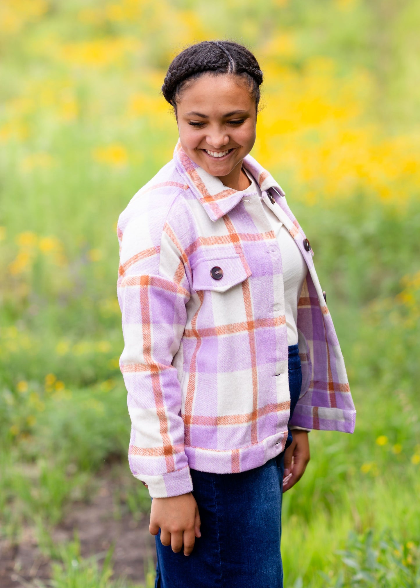 Button Up Lavender Shacket with Pockets Tops