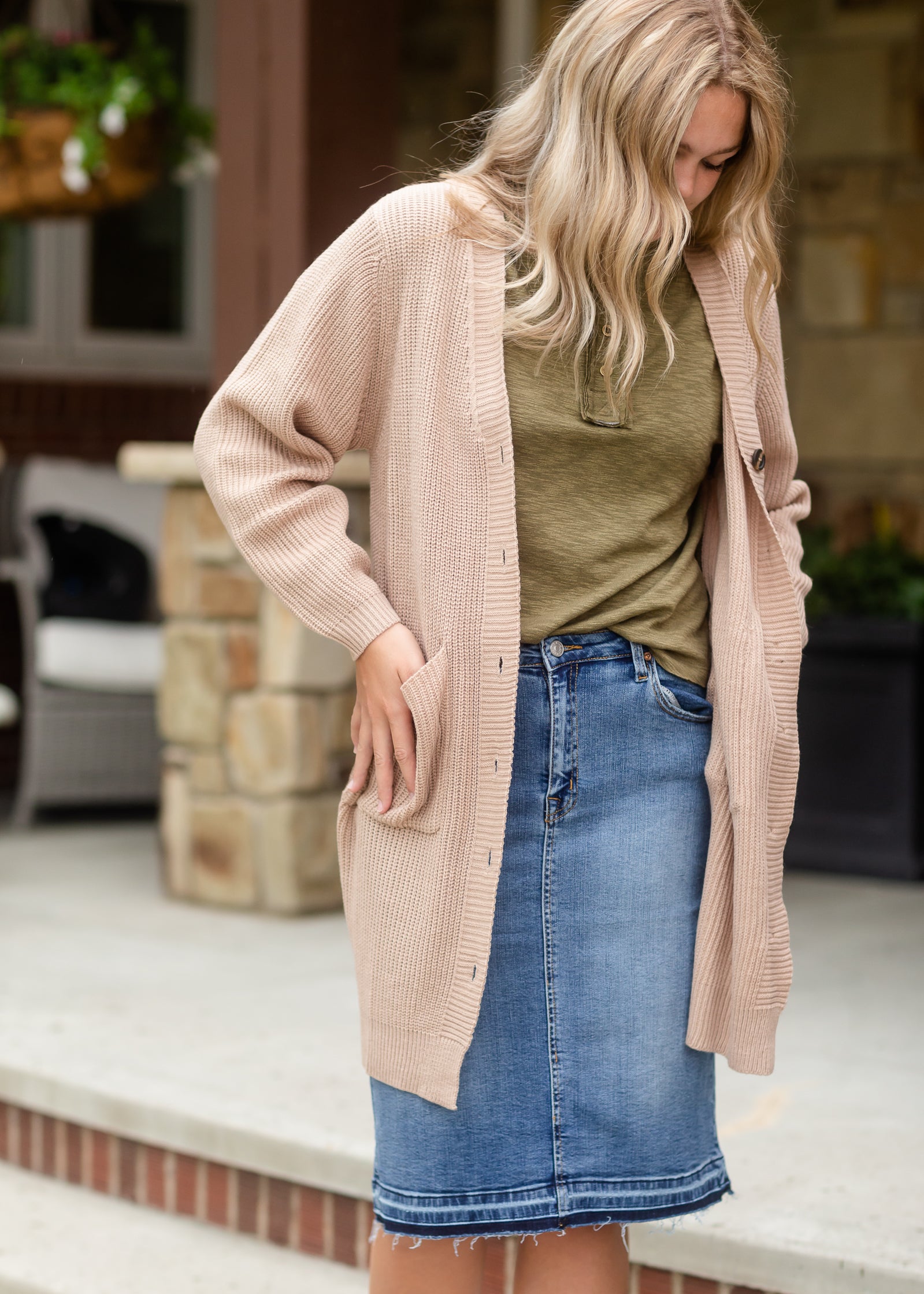 Button Up Long Knit Sweater Cardigan - FINAL SALE Tops