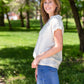 Button Up Oversized Striped Short Sleeve Top - FINAL SALE Tops