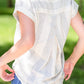 Button Up Oversized Striped Short Sleeve Top - FINAL SALE Tops