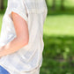 Button Up Oversized Striped Short Sleeve Top - FINAL SALE Tops