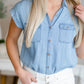 Button Up Pocket Chambray Top Tops