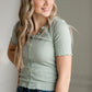 Button Up Ruffle Sleeve Top Shirt Polagram
