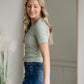 Button Up Ruffle Sleeve Top Shirt Polagram